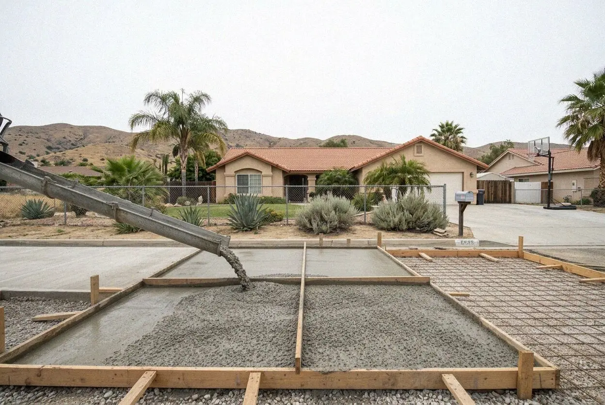 A long new concrete driveway on a horse property in El Sobrante