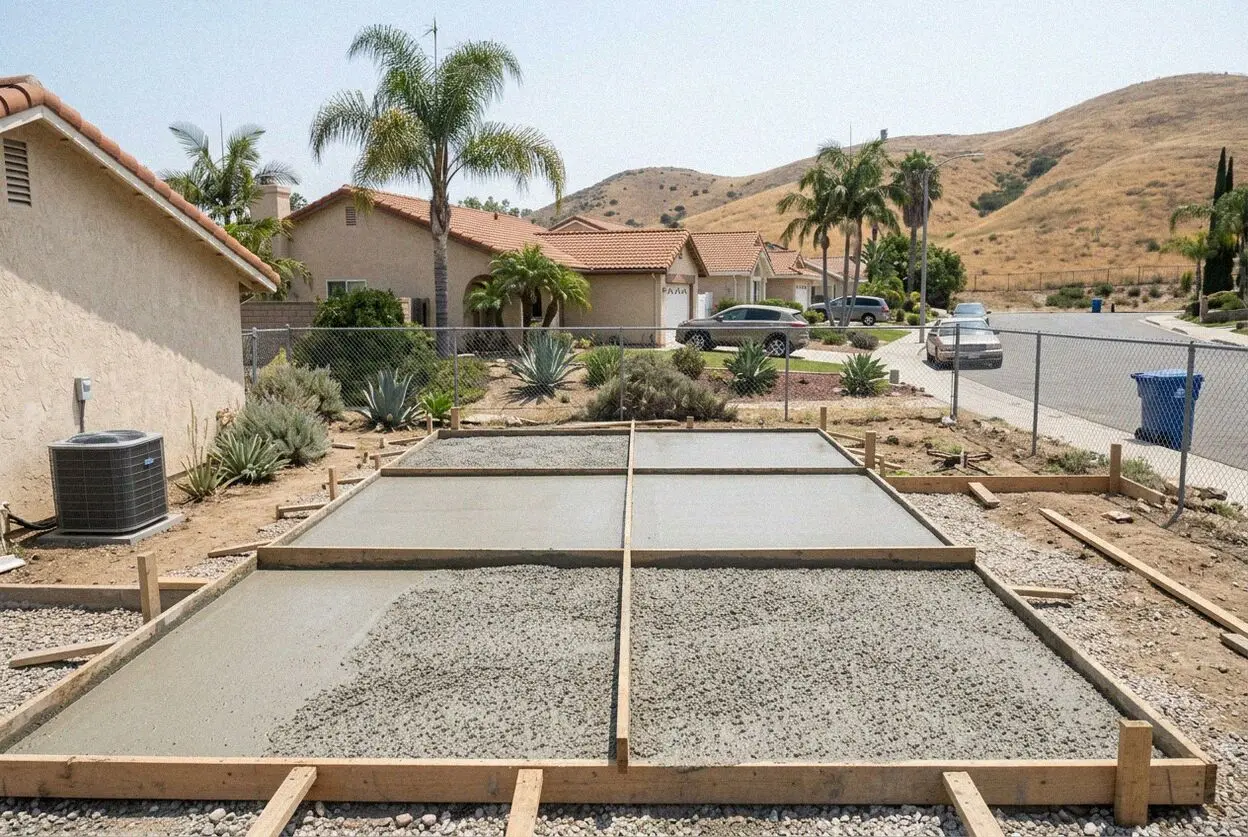 A new broom-finished driveway at a Nellie Gail Ranch home in Laguna Hills