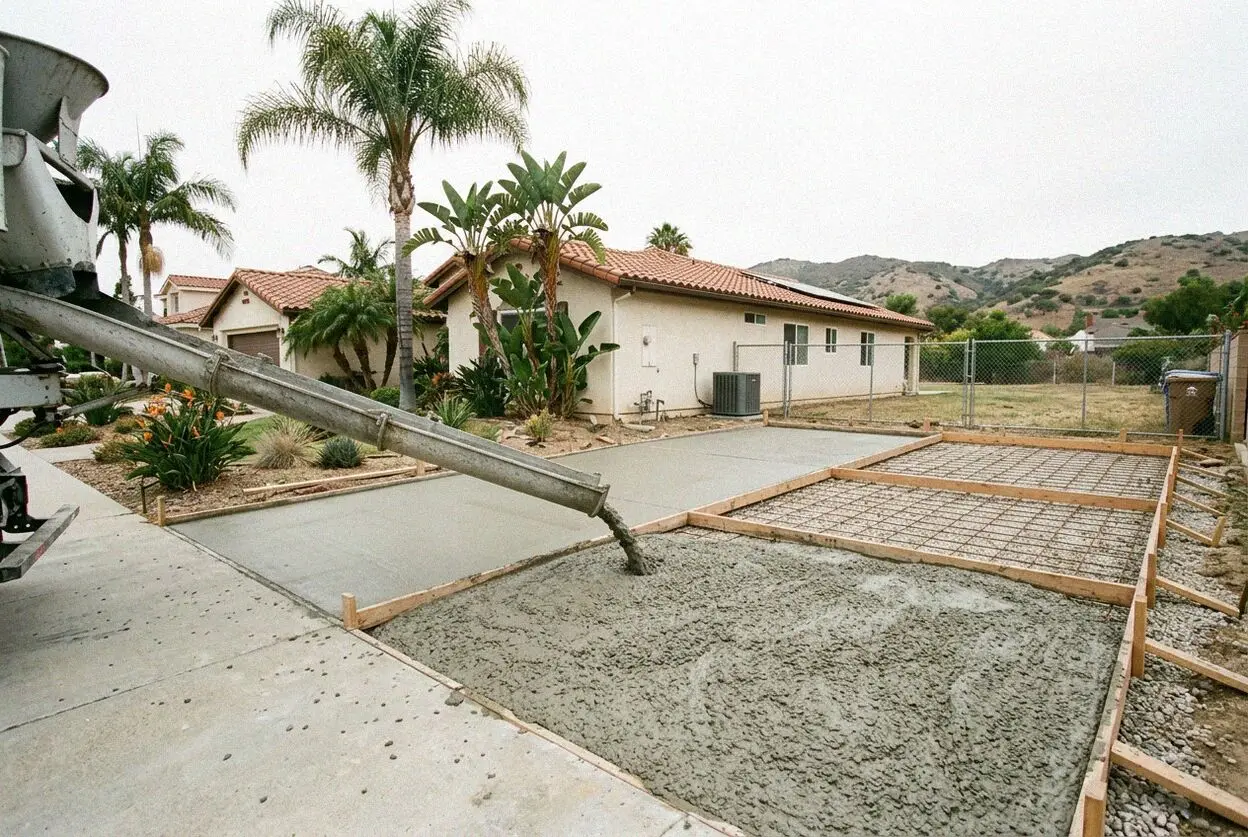 A new concrete drive apron at a Balboa Peninsula house in Newport Beach