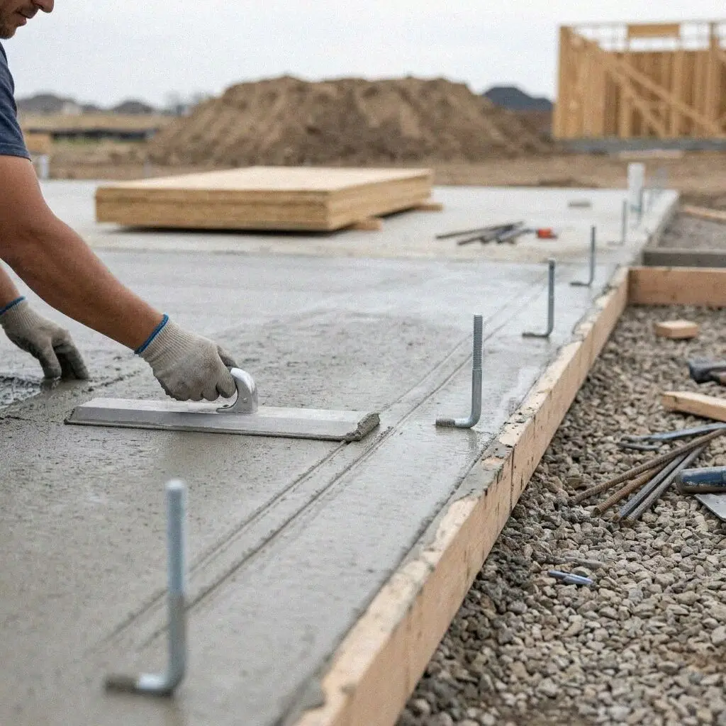 Rebar being tied in the edge beam trench of a Mission Viejo slab